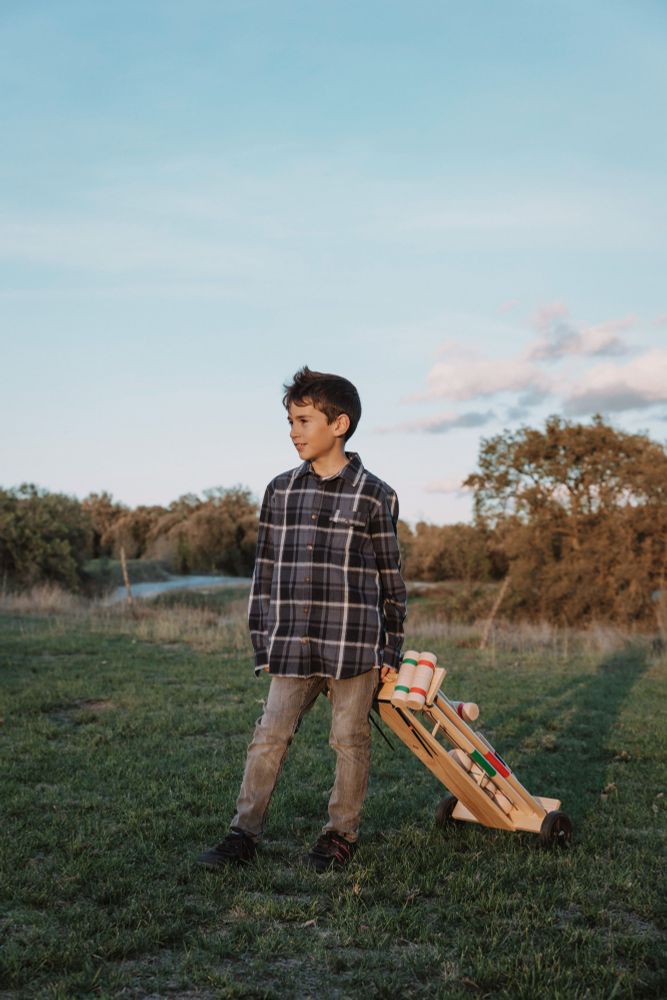 Toys - Croquet game in wooden trolley - 4 players - MORA-PLAY