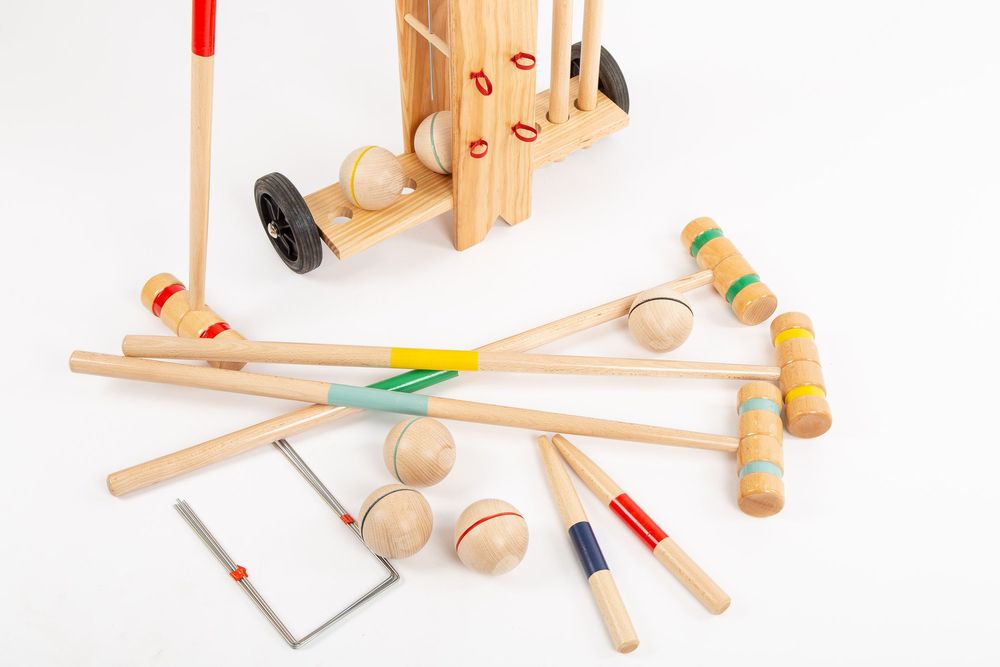 Toys - Croquet game in wooden trolley - 6 players - MORA-PLAY