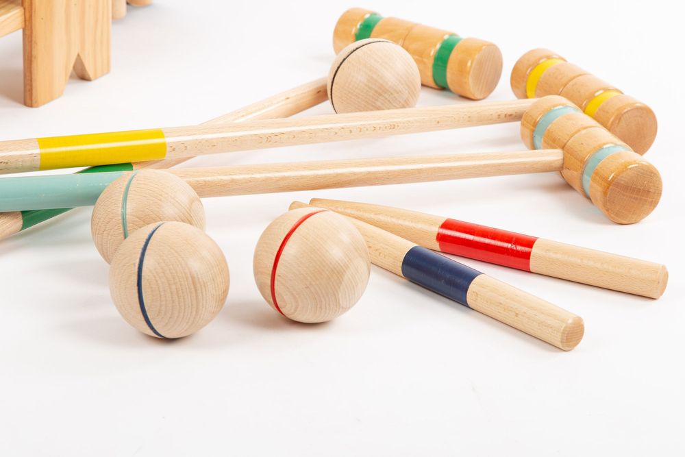 Toys - Croquet game in wooden trolley - 6 players - MORA-PLAY