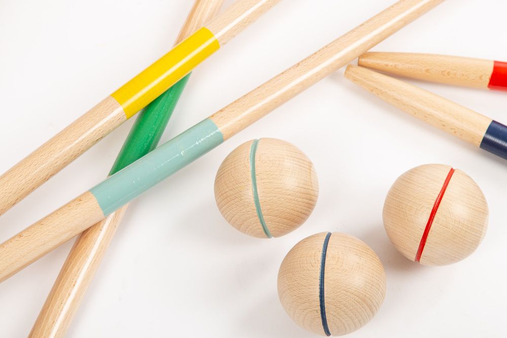 Toys - Croquet game in wooden trolley - 6 players - MORA-PLAY