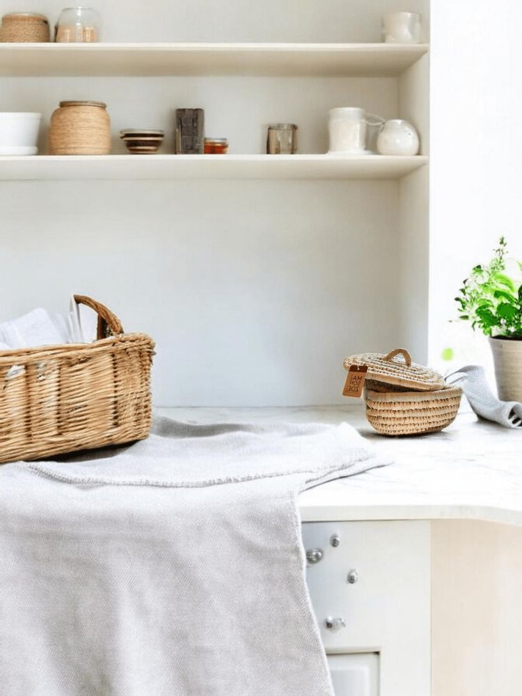 Boîtes de rangement  - Ensemble de 3 paniers à linge allongés — Paniers de rangement tissés - MAISON ZOE