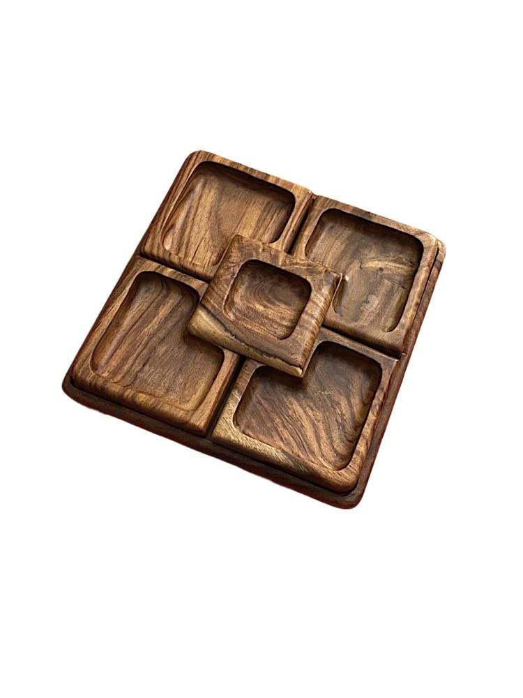 Platter and bowls - Sheesham Wooden Naby Snack Tray - Stylish, Practical - MAISON ZOE