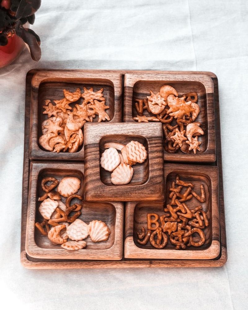 Platter and bowls - Sheesham Wooden Naby Snack Tray - Stylish, Practical - MAISON ZOE