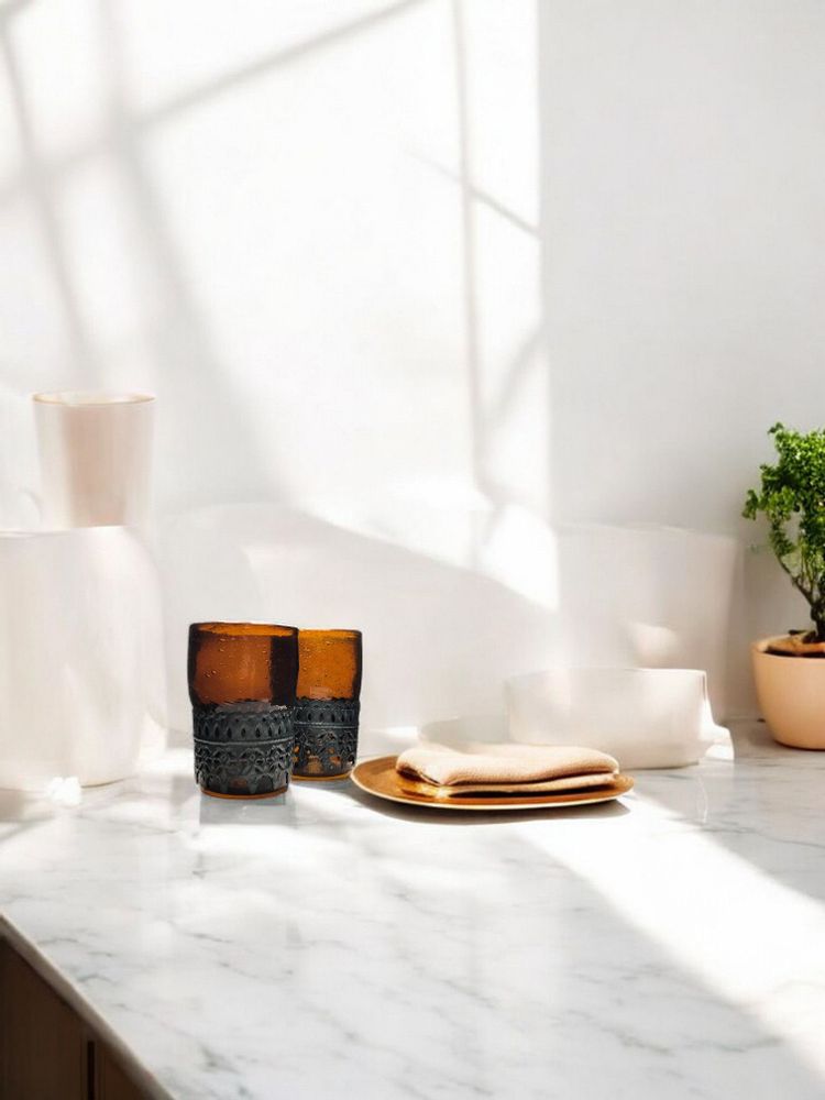 Mugs - Alexa Set of 2 – Handmade Recycled Glass Cups - Unique & Eco-Friendly - MAISON ZOE