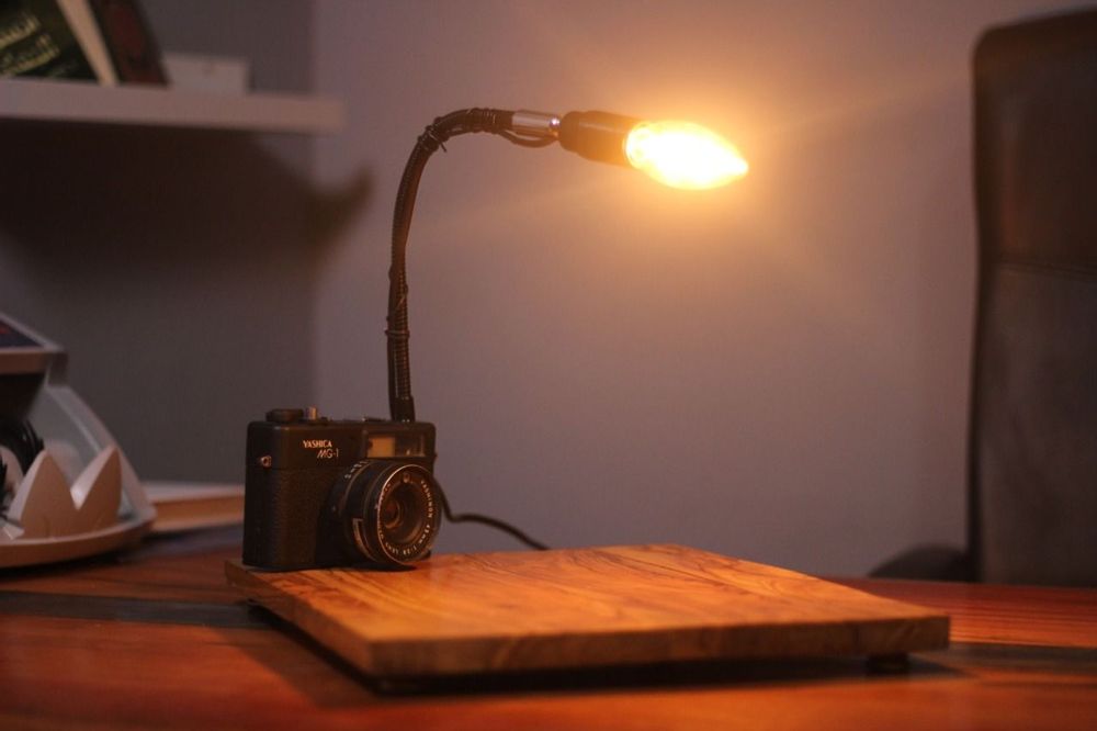 Table lamps - Tank Camera Lamp – Upcycled Retro Desk Lamp - Industrial Masterpiece - MAISON ZOE