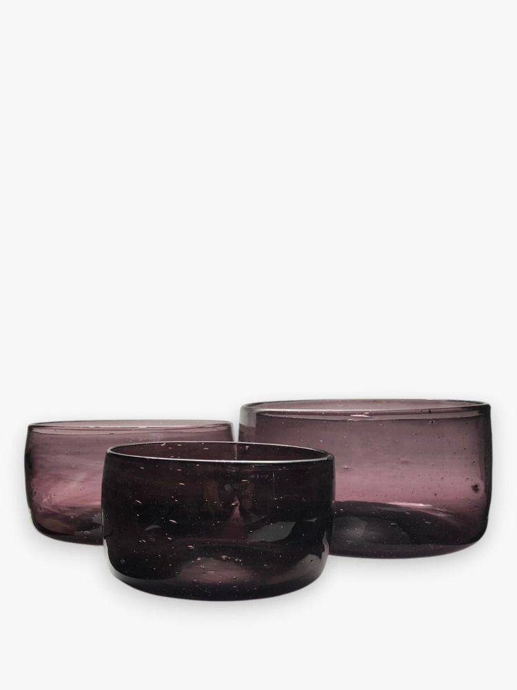 Bowls - Amudi Bowls Set of 3 – Mouth blown Recycled Glass Bowls, Eco-Friendly - MAISON ZOE