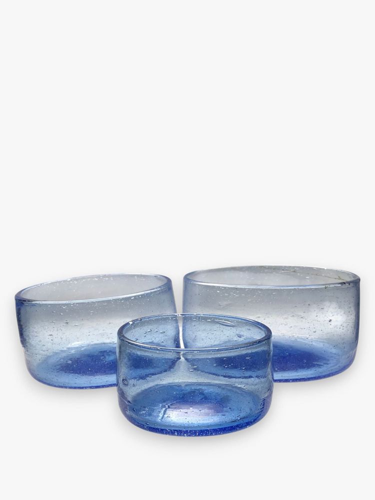 Bowls - Amudi Bowls Set of 3 – Mouth blown Recycled Glass Bowls, Eco-Friendly - MAISON ZOE