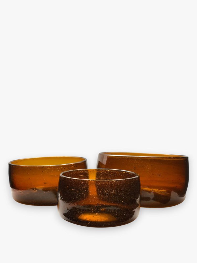 Bowls - Amudi Bowls Set of 3 – Mouth blown Recycled Glass Bowls, Eco-Friendly - MAISON ZOE