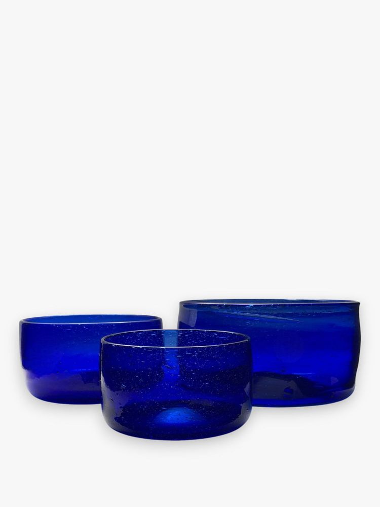 Bowls - Amudi Bowls Set of 3 – Mouth blown Recycled Glass Bowls, Eco-Friendly - MAISON ZOE