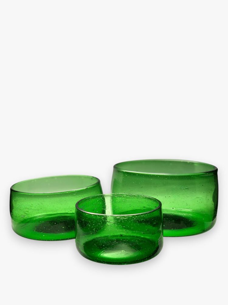 Bowls - Amudi Bowls Set of 3 – Mouth blown Recycled Glass Bowls, Eco-Friendly - MAISON ZOE