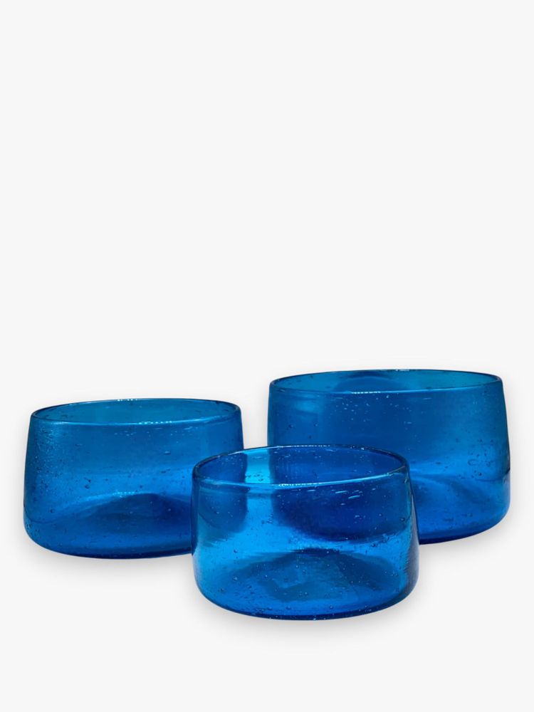 Bowls - Amudi Bowls Set of 3 – Mouth blown Recycled Glass Bowls, Eco-Friendly - MAISON ZOE