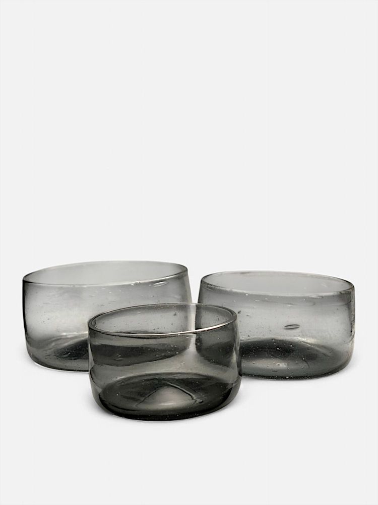 Bowls - Amudi Bowls Set of 3 – Mouth blown Recycled Glass Bowls, Eco-Friendly - MAISON ZOE