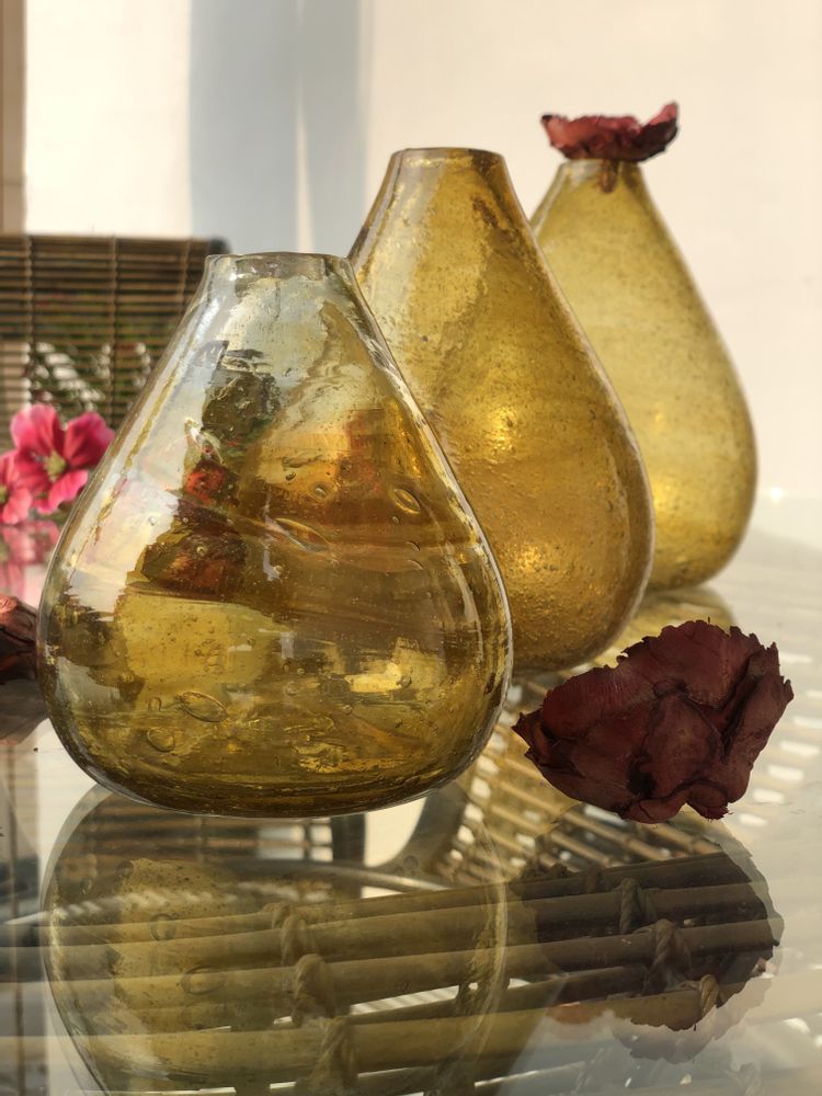 Vases - Glass Vases Set of 3 – Sustainable Artistry in Recycled Glass -Elegant - MAISON ZOE