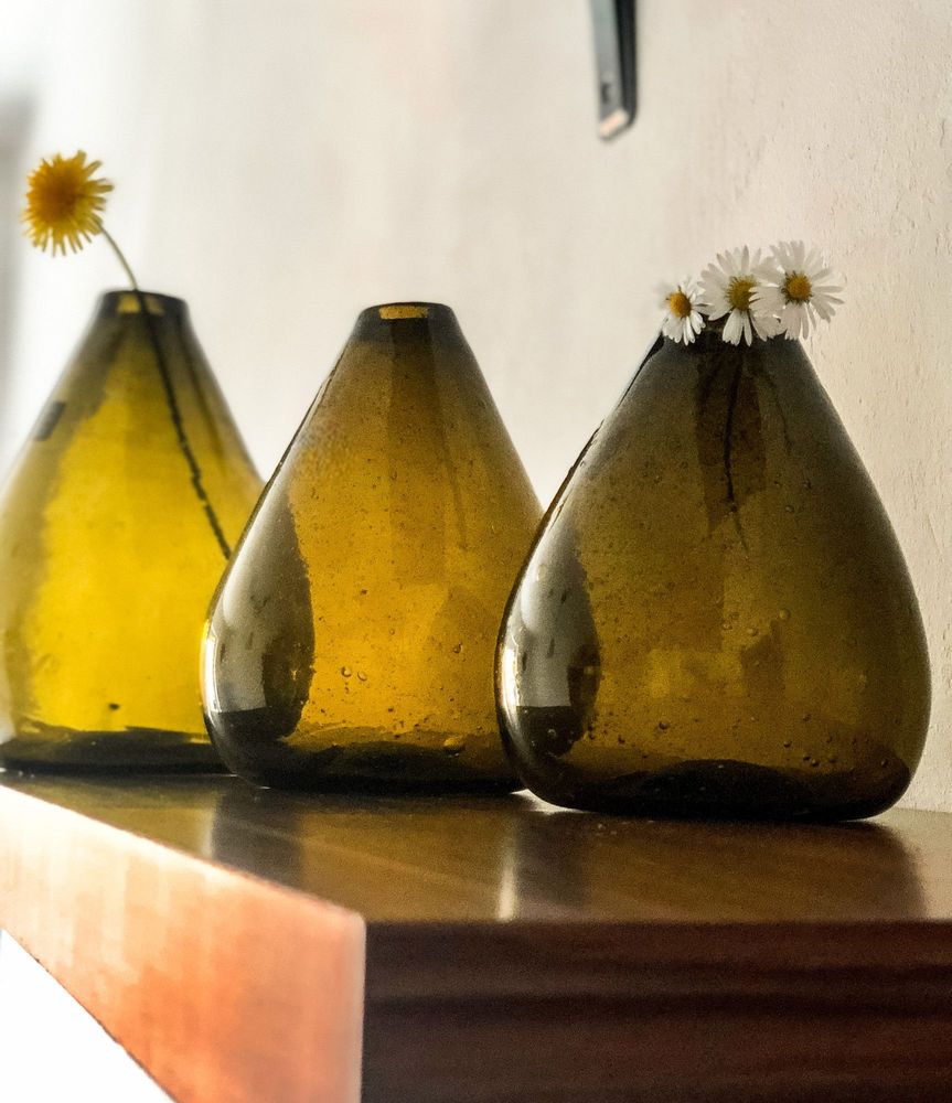 Vases - Ensemble de 3 vases en verre — Artisanat durable en verre recyclé - MAISON ZOE