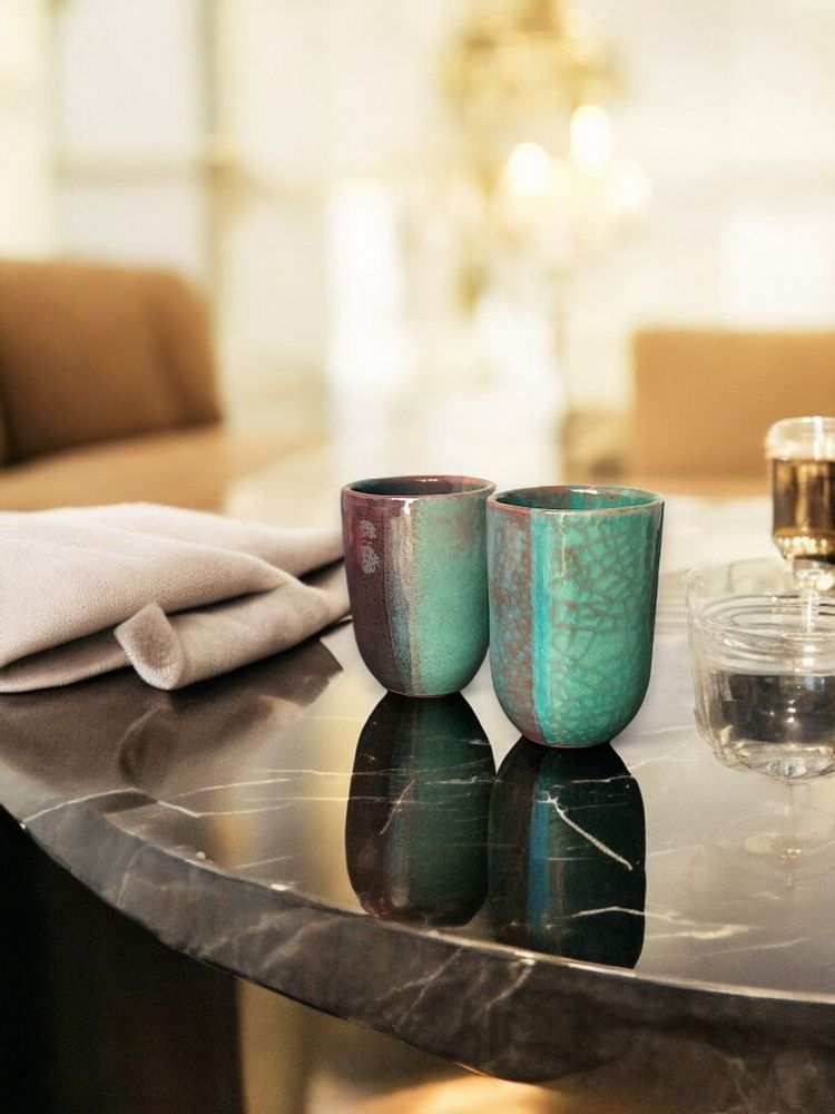 Tasses et mugs - Mugs Digga — Ensemble de 2 tasses en céramique faites à la main - Glaç - MAISON ZOE