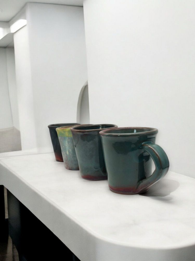 Mugs - Eva Mugs –Set of Two Handmade Ceramic Cups with Turquoise/ Lilac Glaze - MAISON ZOE