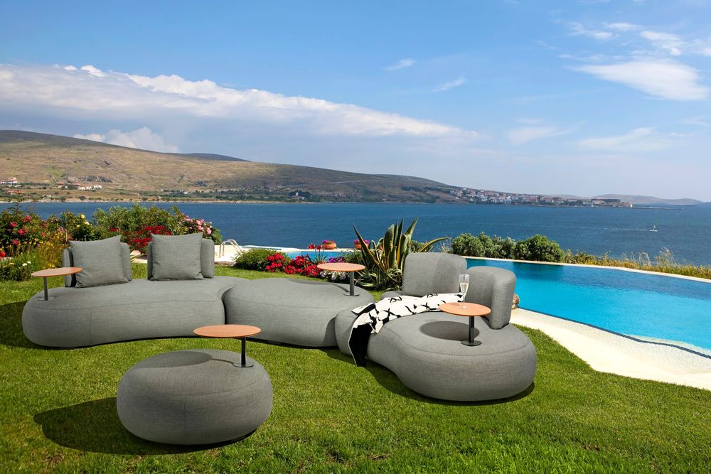 Canapés de jardin - Pouf de jardin avec tablette BUBBLES - COUTURE JARDIN