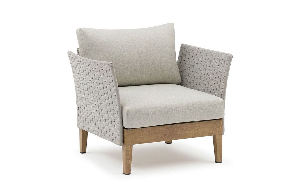 Lawn sofas - RIVIERA aluminum 1-seater sofa - COUTURE JARDIN