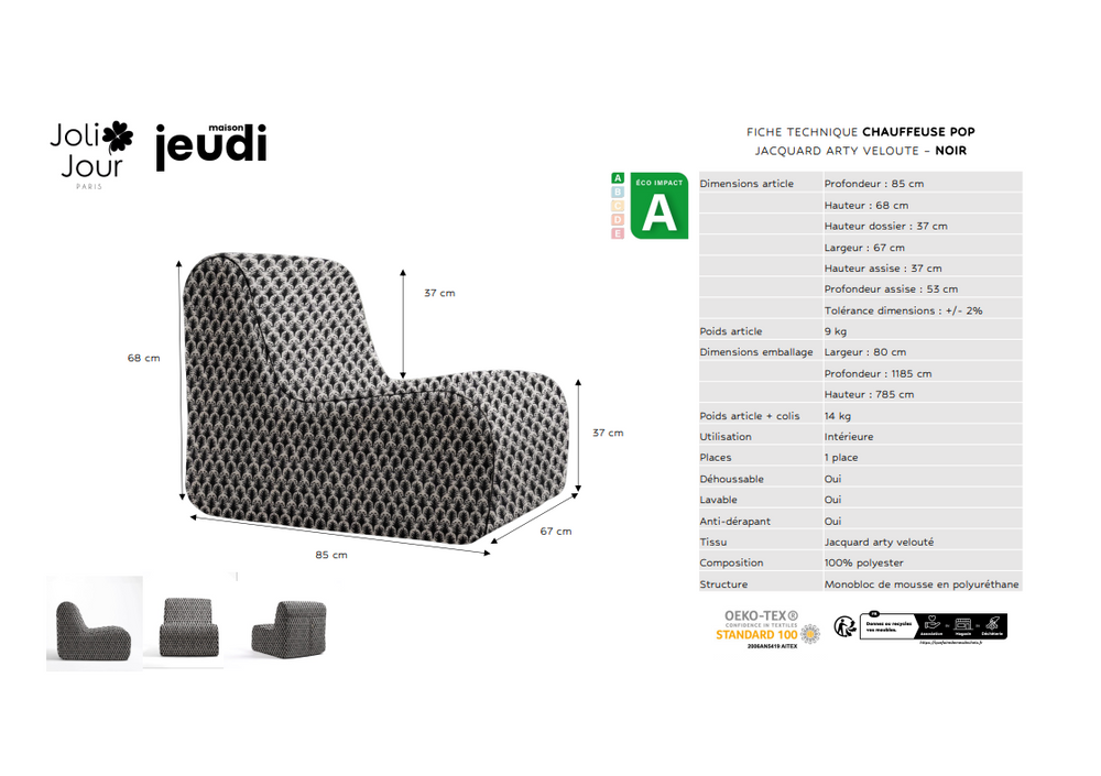 Sofas - Pop Noir Armchair - Maison Jeudi x Joli Jour Paris - JOLI JOUR PARIS