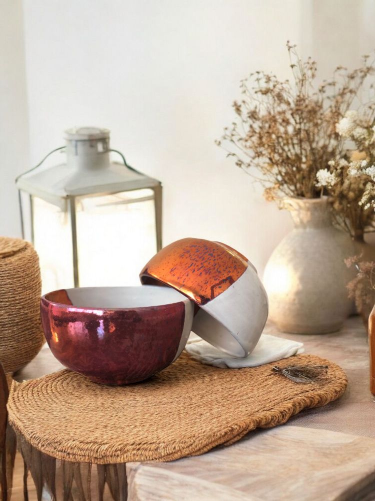 Platter and bowls - Thaly Bowl – Handmade Ceramic with Unique glazed colors - food safe - MAISON ZOE