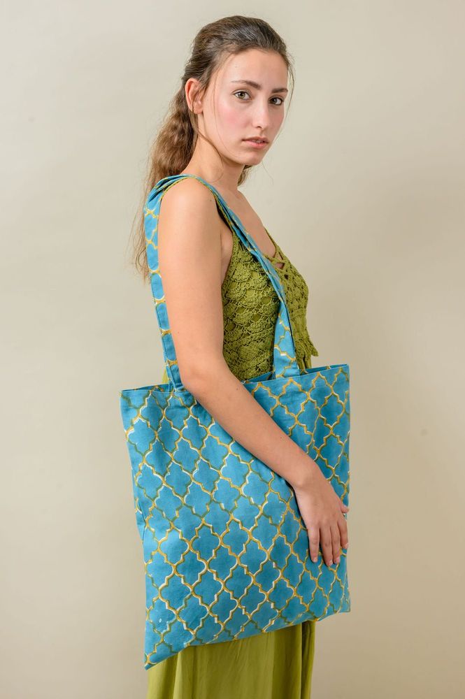 Sacs et cabas - Blue & Gold Tote Bag - KORES ACCESSORIES