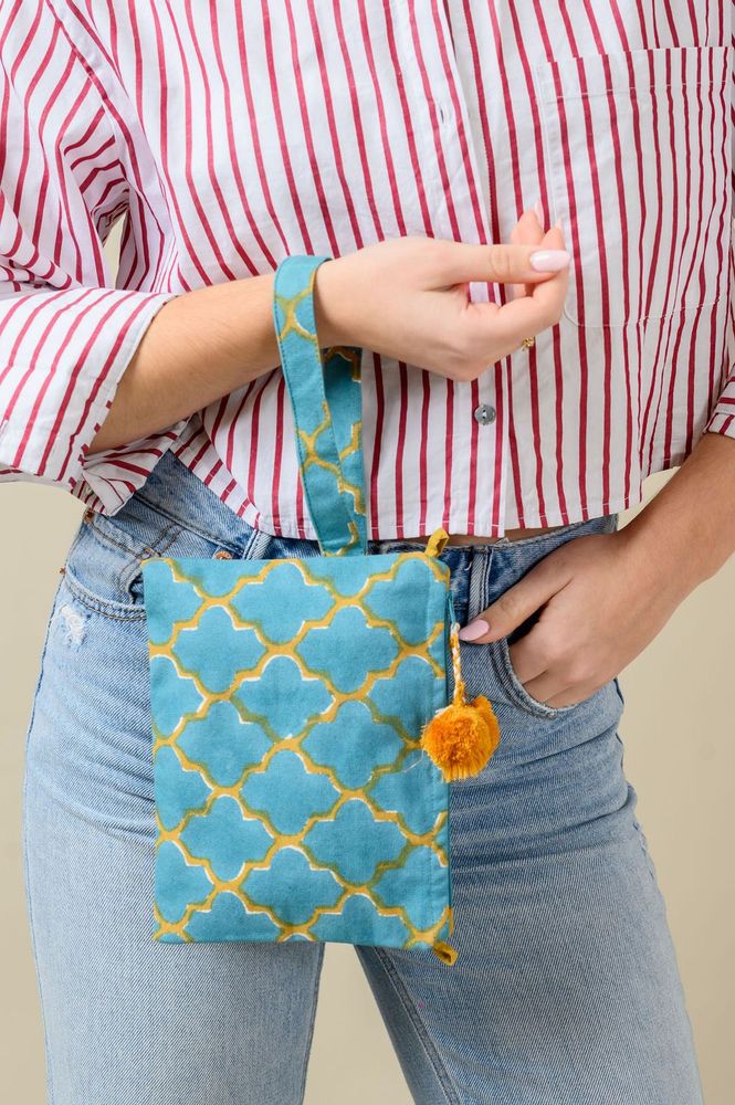 Sacs et cabas - Blue & Gold Pouch Bag - KORES ACCESSORIES