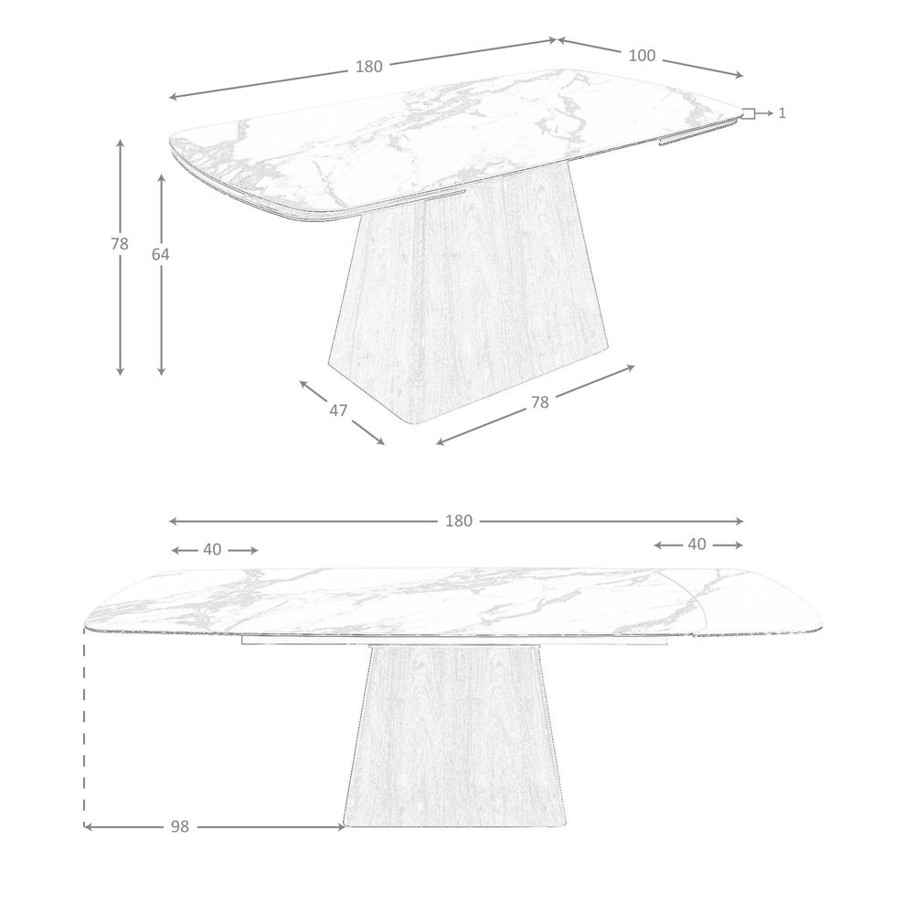 Dining Tables - Rectangular extending dining table in porcelain marble and walnut wood - ANGEL CERDÁ