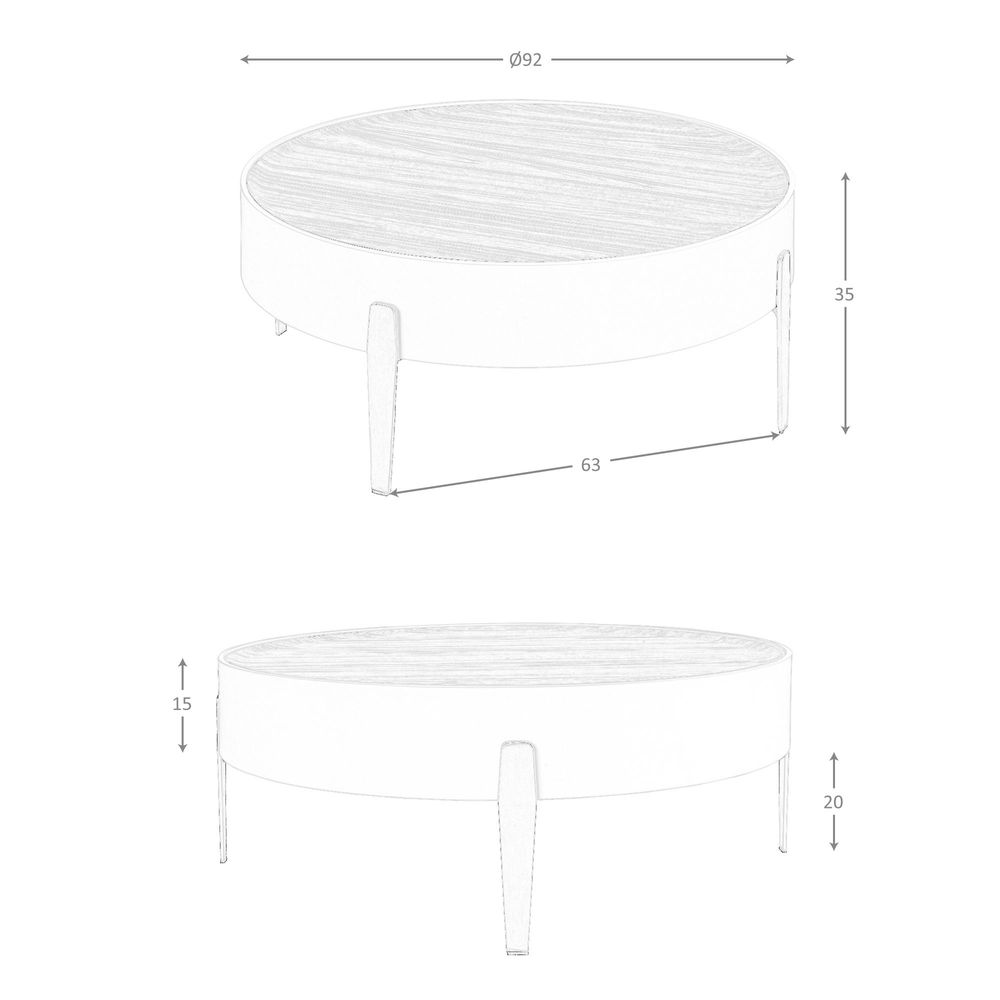 Tables basses - Table basse ronde en noyer, bois beige et acier poli doré - ANGEL CERDÁ