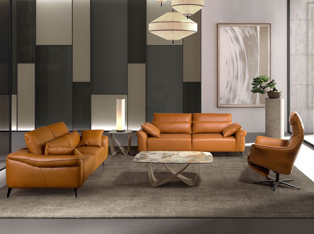 Lounge chairs - Brown leather swivel armchair - ANGEL CERDÁ