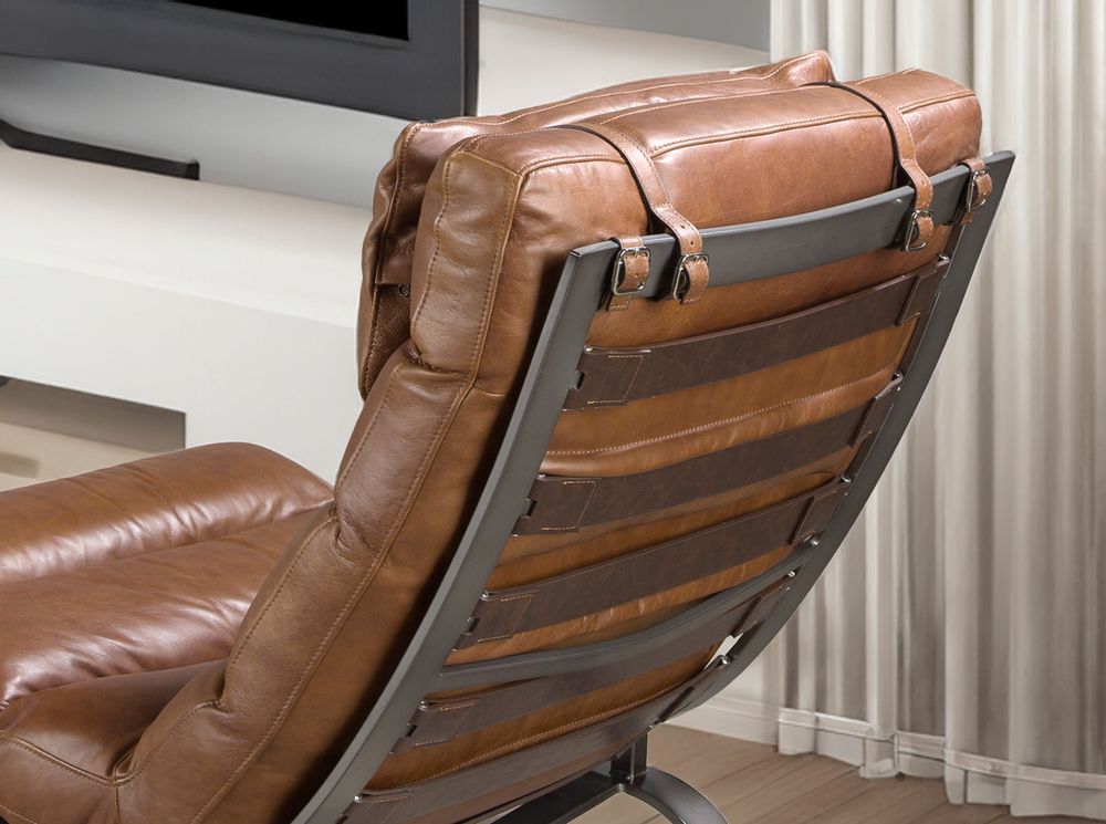 Chaises longues - Fauteuil en cuir brun foncé - ANGEL CERDÁ