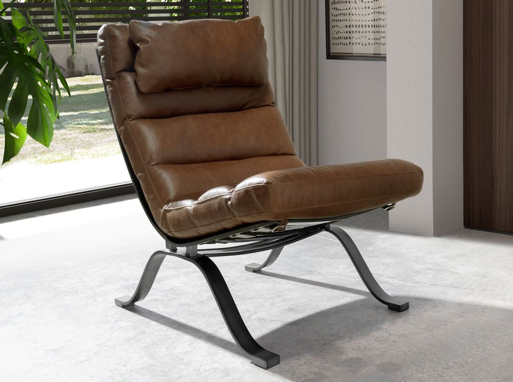 Chaises longues - Fauteuil en cuir brun foncé - ANGEL CERDÁ