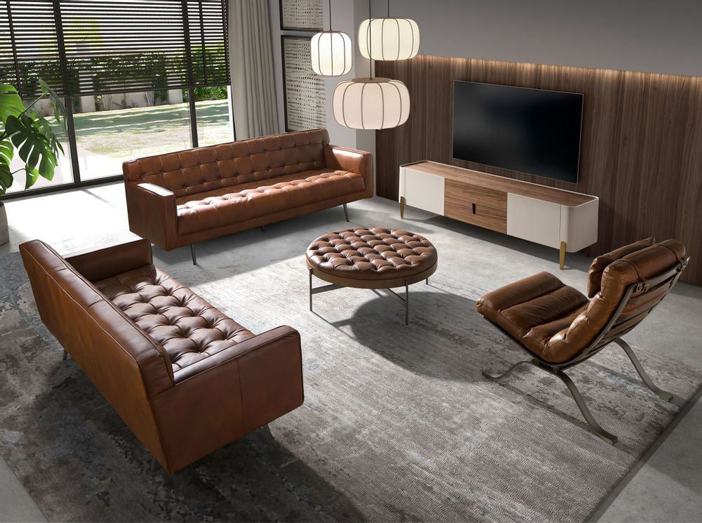 Chaises longues - Fauteuil en cuir brun foncé - ANGEL CERDÁ