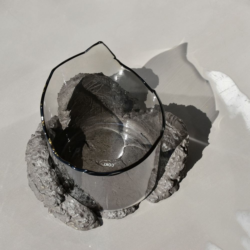 Decorative objects - CATHARSIS, Sculptural Centerpiece Bowl in glass and stone, Ash Black - COKI