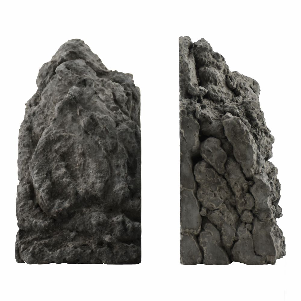 Sculptures, statuettes and miniatures - CATHARSIS, Sculptural Bookend Set of Two in stone, Ash Black - COKI