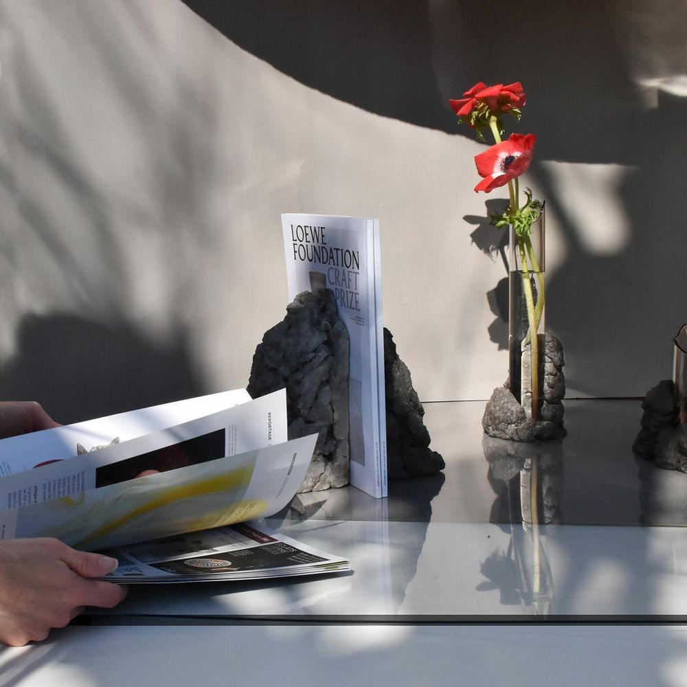 Sculptures, statuettes and miniatures - CATHARSIS, Sculptural Bookend Set of Two in stone, Ash Black - COKI