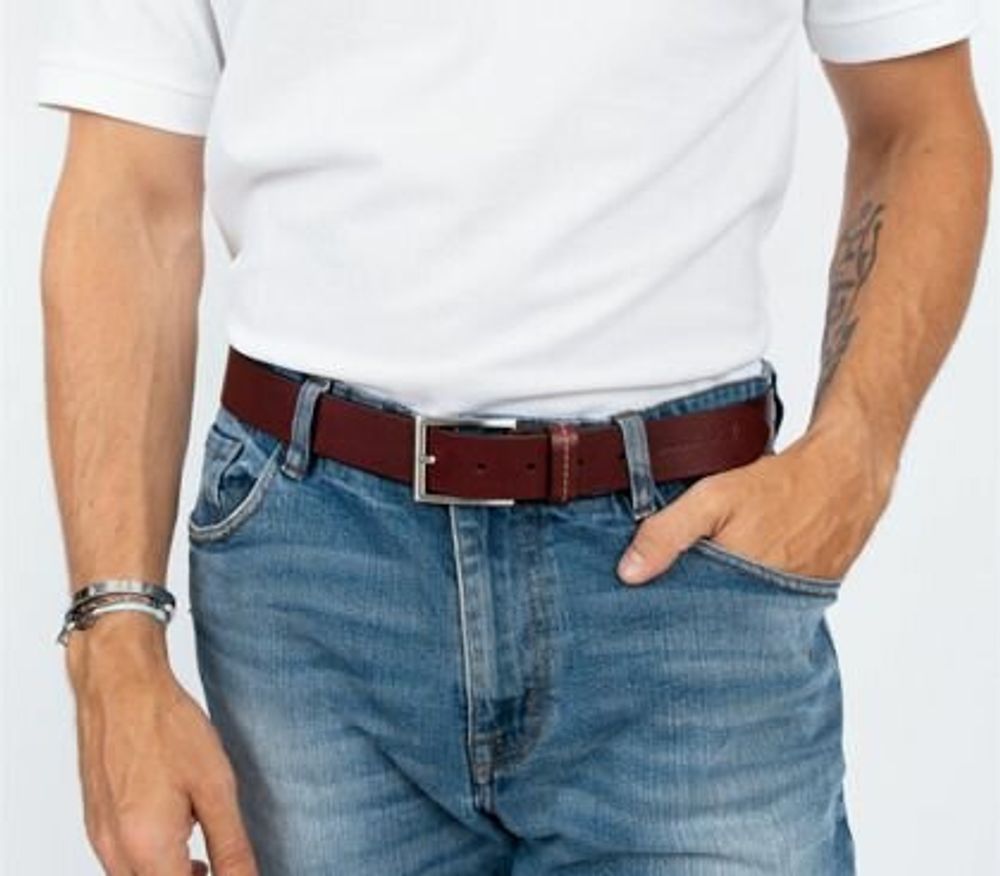 Leather goods - OSVALD burgundy leather belt - MONSIEUR CHARLI