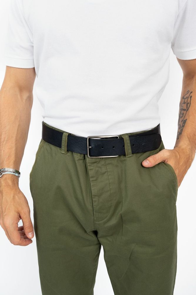 Leather goods - Navy blue OTELLO leather belt - MONSIEUR CHARLI