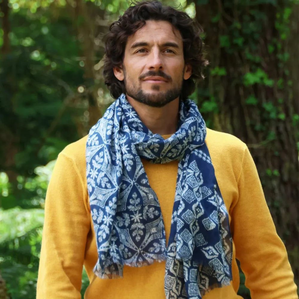 Foulards et écharpes - Chèche en coton FABIO bleu marine - MONSIEUR CHARLI