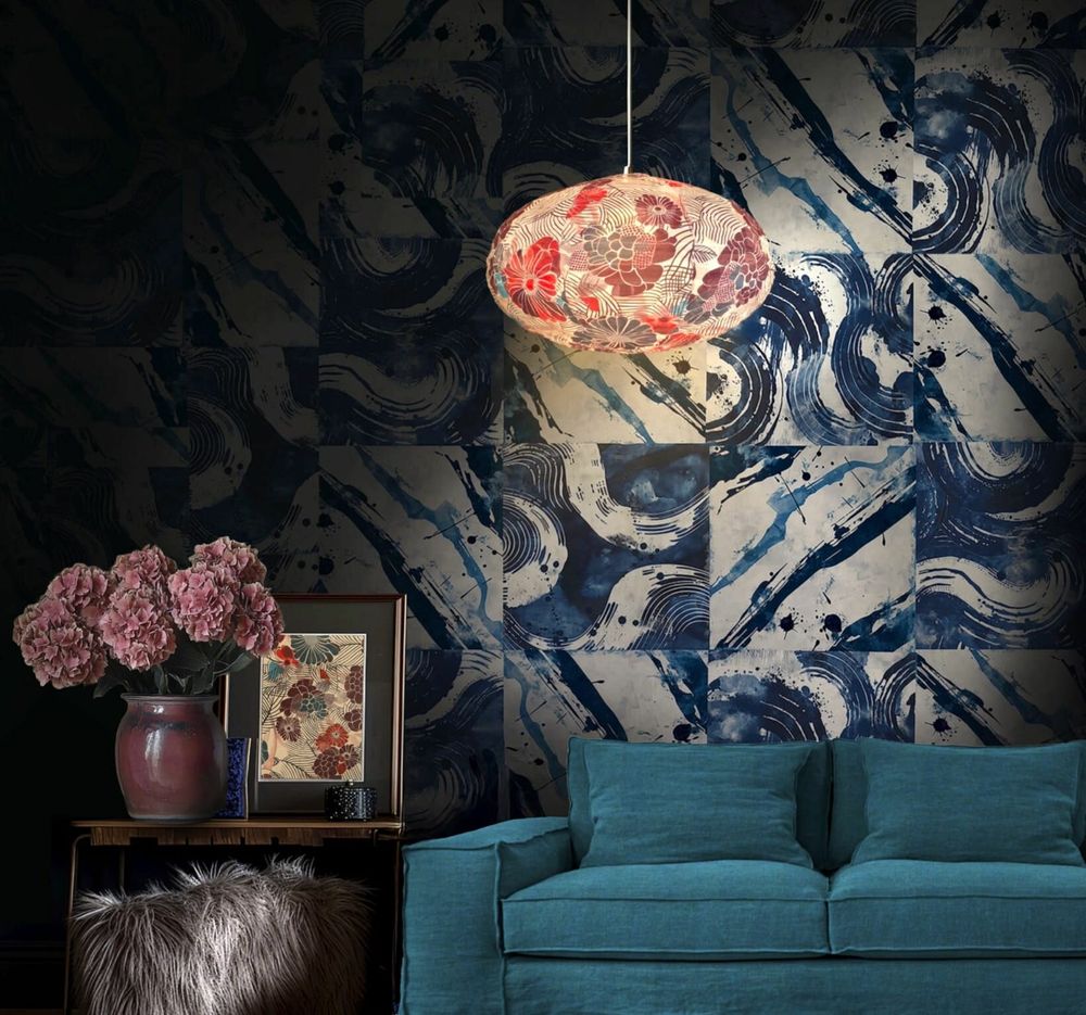 Hanging lights - FABRIC PENDANT - Vienna Herbarium Collection - Oval 80 - JOLI JOUR PARIS