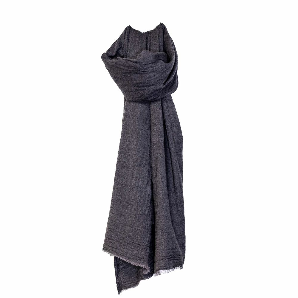 Scarves - SAMIR charcoal wool and silk scarf - MONSIEUR CHARLI
