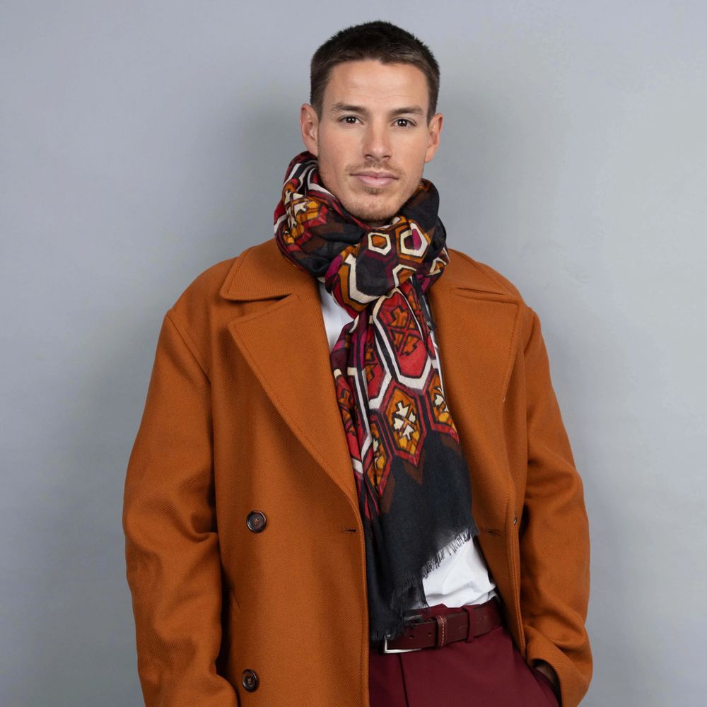 Scarves - ZAHIR printed wool blend scarf - MONSIEUR CHARLI