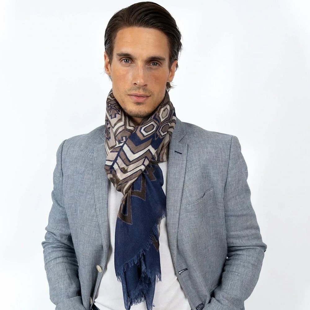 Scarves - ZAHIR printed wool blend scarf - MONSIEUR CHARLI