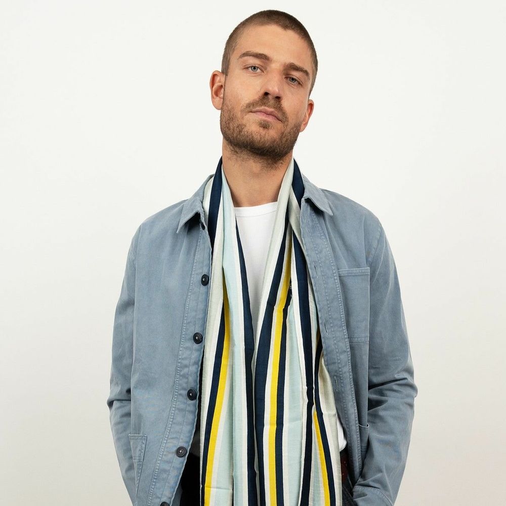 Foulards et écharpes - Foulard en viscose imprimé AUGUSTE bleu - MONSIEUR CHARLI
