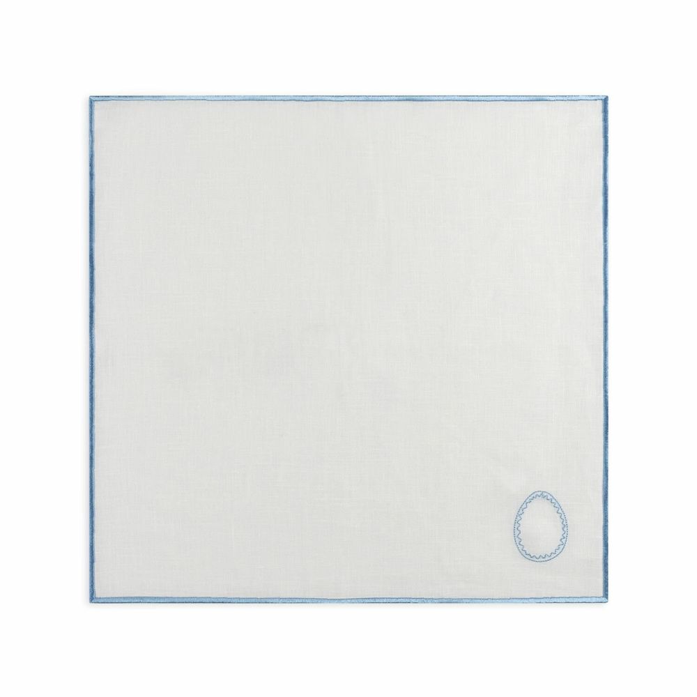 Serviettes - Serviette de Pâques Evergreen | Lin blanc et bleu clair - lot de 2 - BLANK SPACE AMSTERDAM