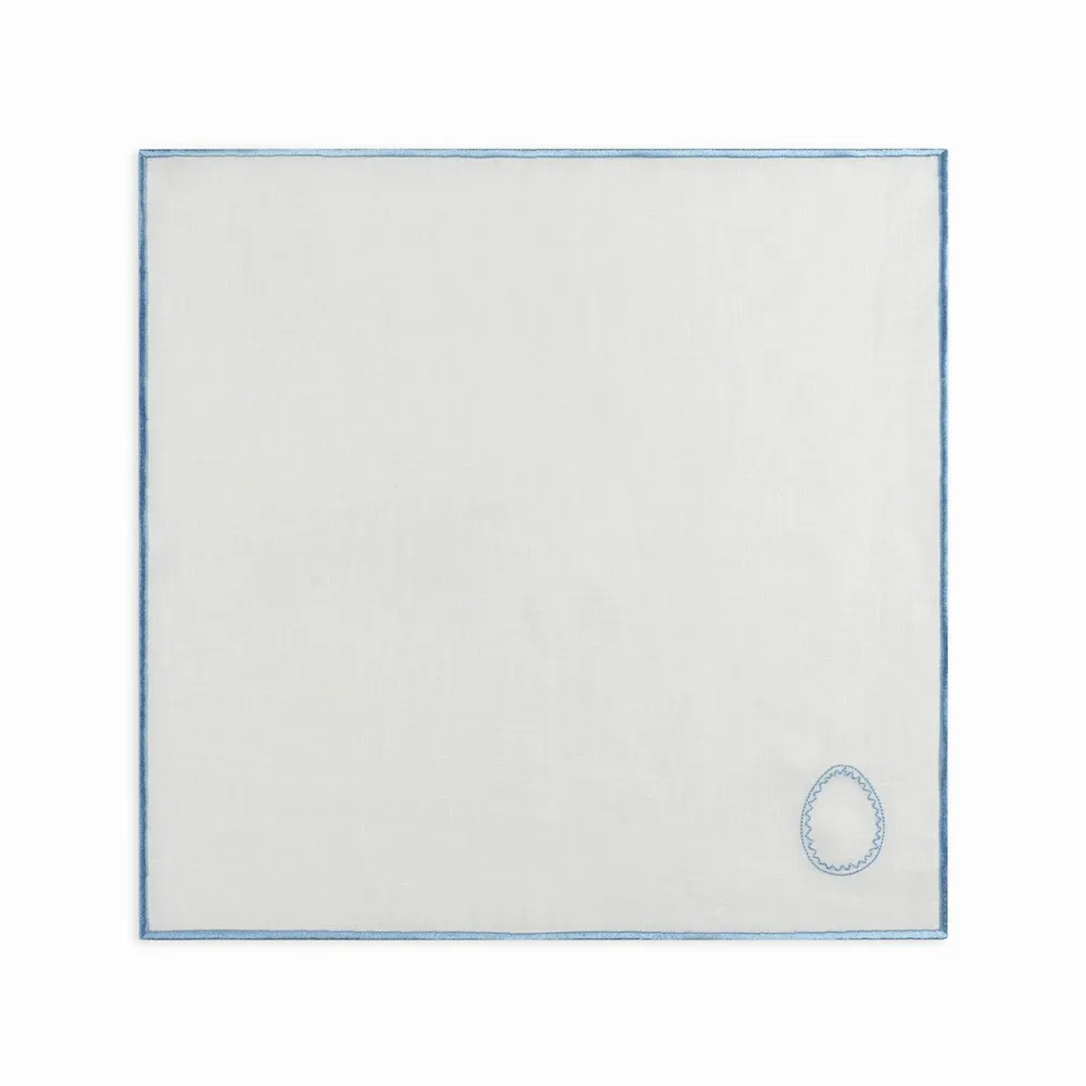 Napkins - Easter Evergreen Napkin  | White linen with lightblue - set of 2 - BLANK SPACE AMSTERDAM