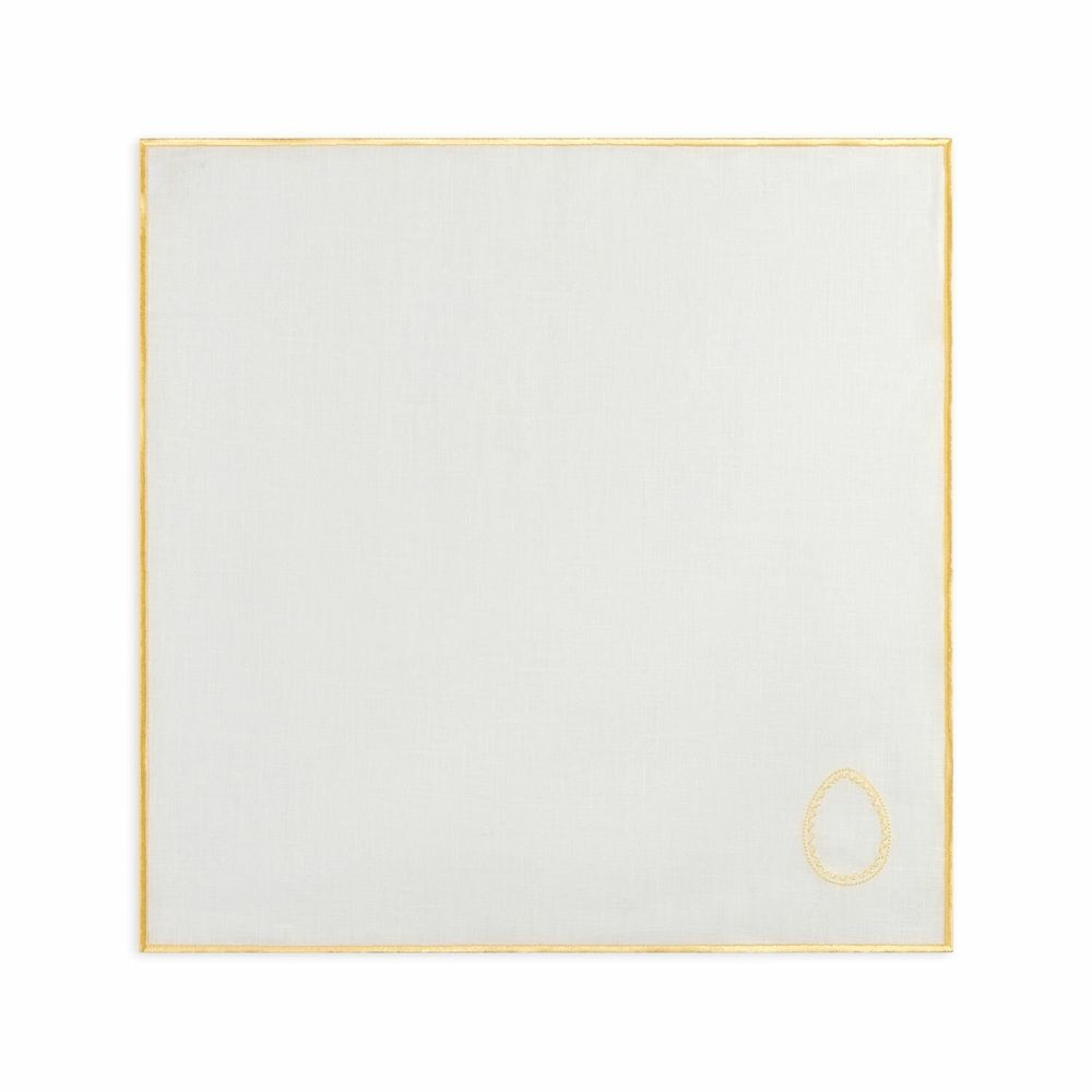 Serviettes - Serviette de Pâques Evergreen | Lin blanc et bleu clair - lot de 2 - BLANK SPACE AMSTERDAM