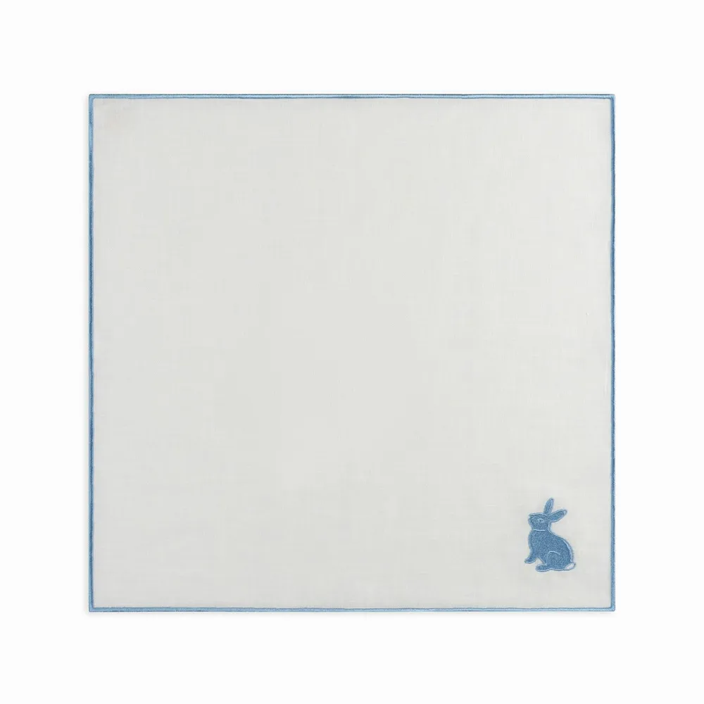 Napkins - Easter Evergreen Napkin Bunny | White linen with yellow - set of 2 - BLANK SPACE AMSTERDAM