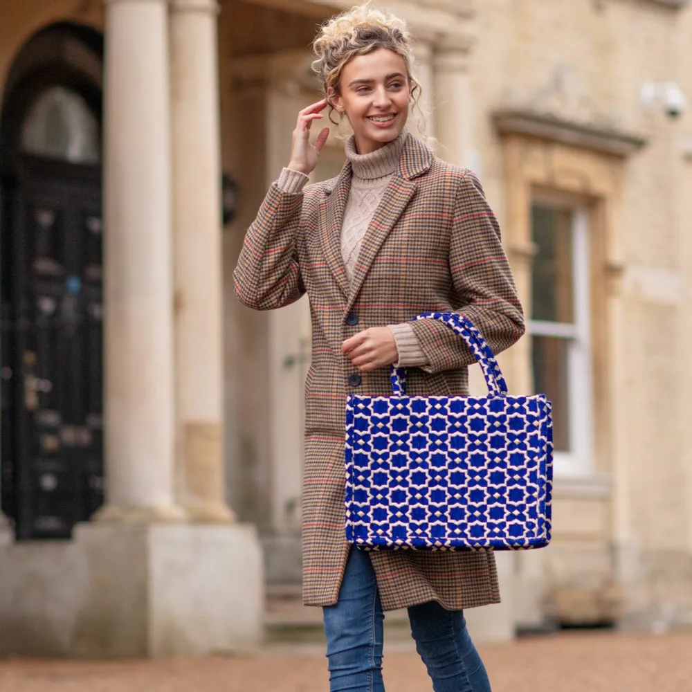 Bags and totes - Geometric Print Fabric Tote Bag - BERBER LEATHER