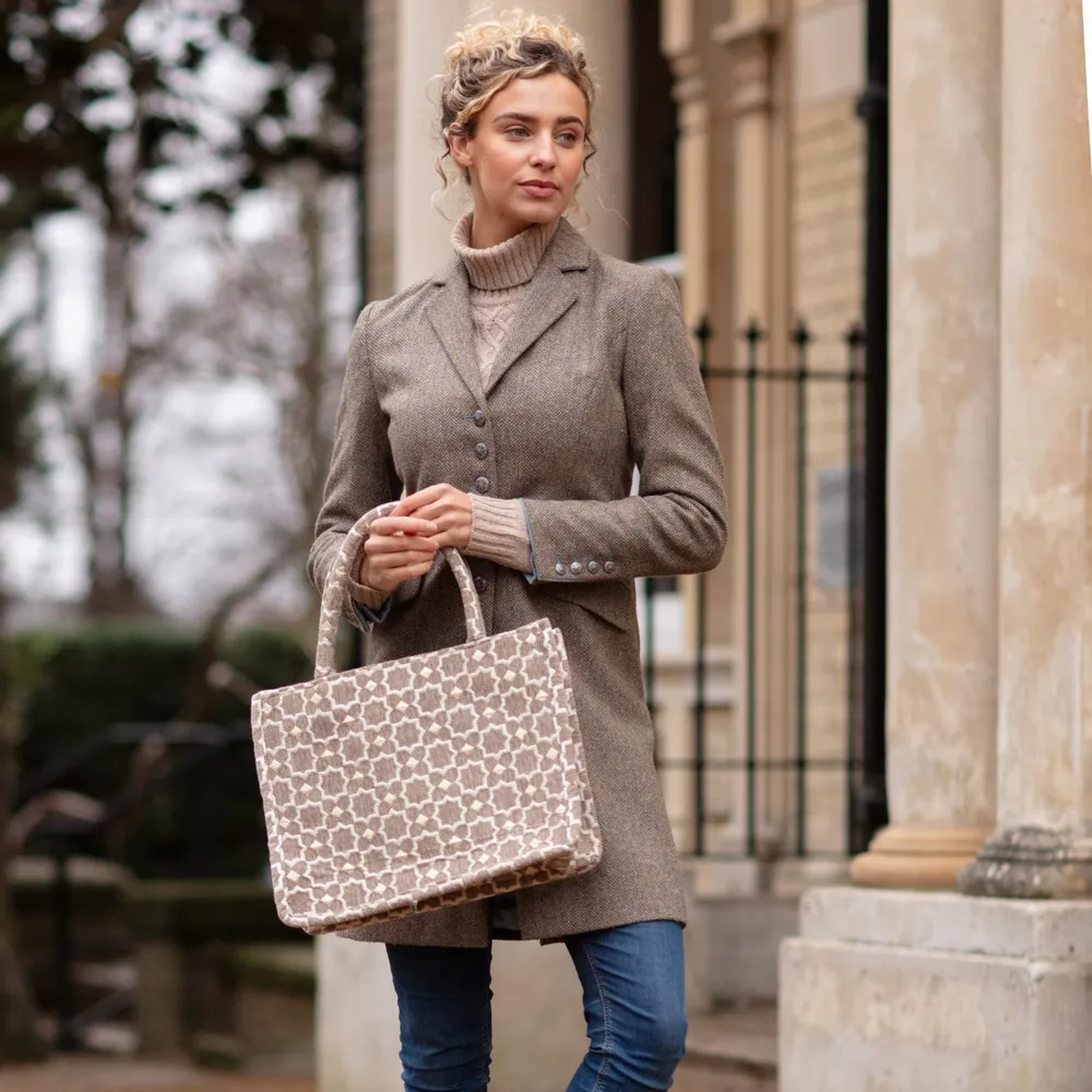 Bags and totes - Geometric Print Fabric Tote Bag - BERBER LEATHER