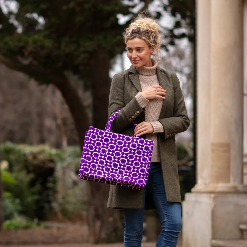 Sacs et cabas - Sac fourre-tout en tissu à imprimé géométrique - BERBER LEATHER